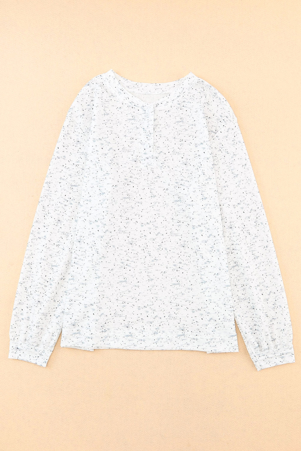 Gray Slouchy Heather Rib Knit Long Sleeve Henley Top - enhanced image 6
