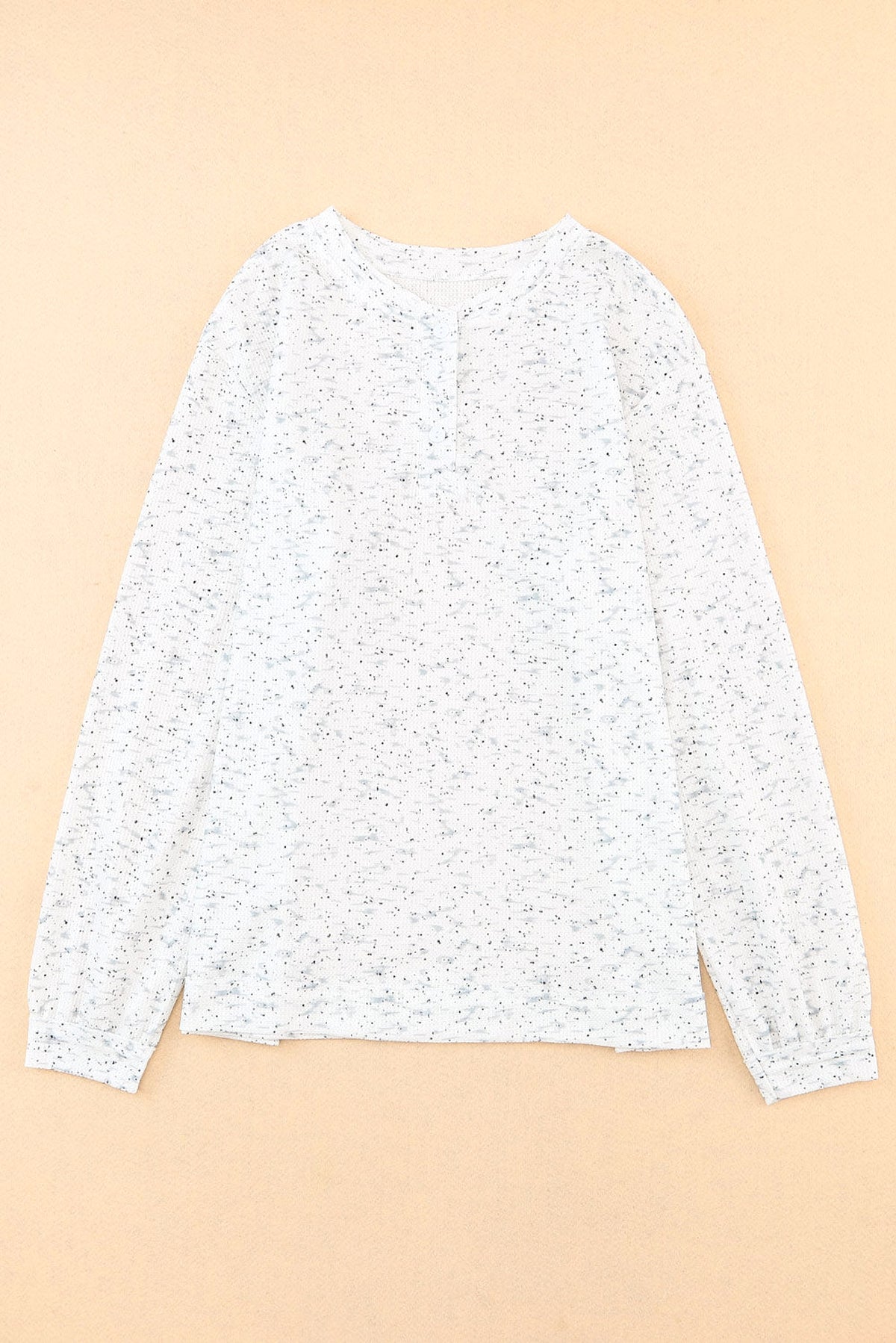 Gray Slouchy Heather Rib Knit Long Sleeve Henley Top - enhanced image 6