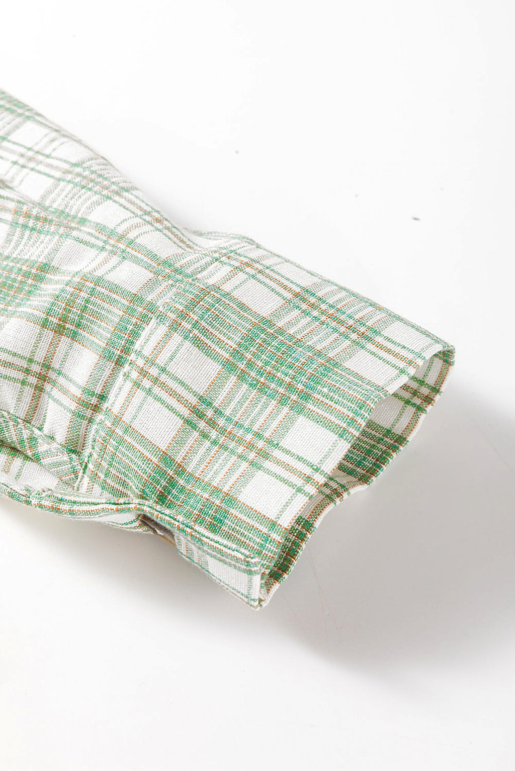 Green Checkered Print Loose Fit Buttoned Hooded Shacket - enhanced image 6