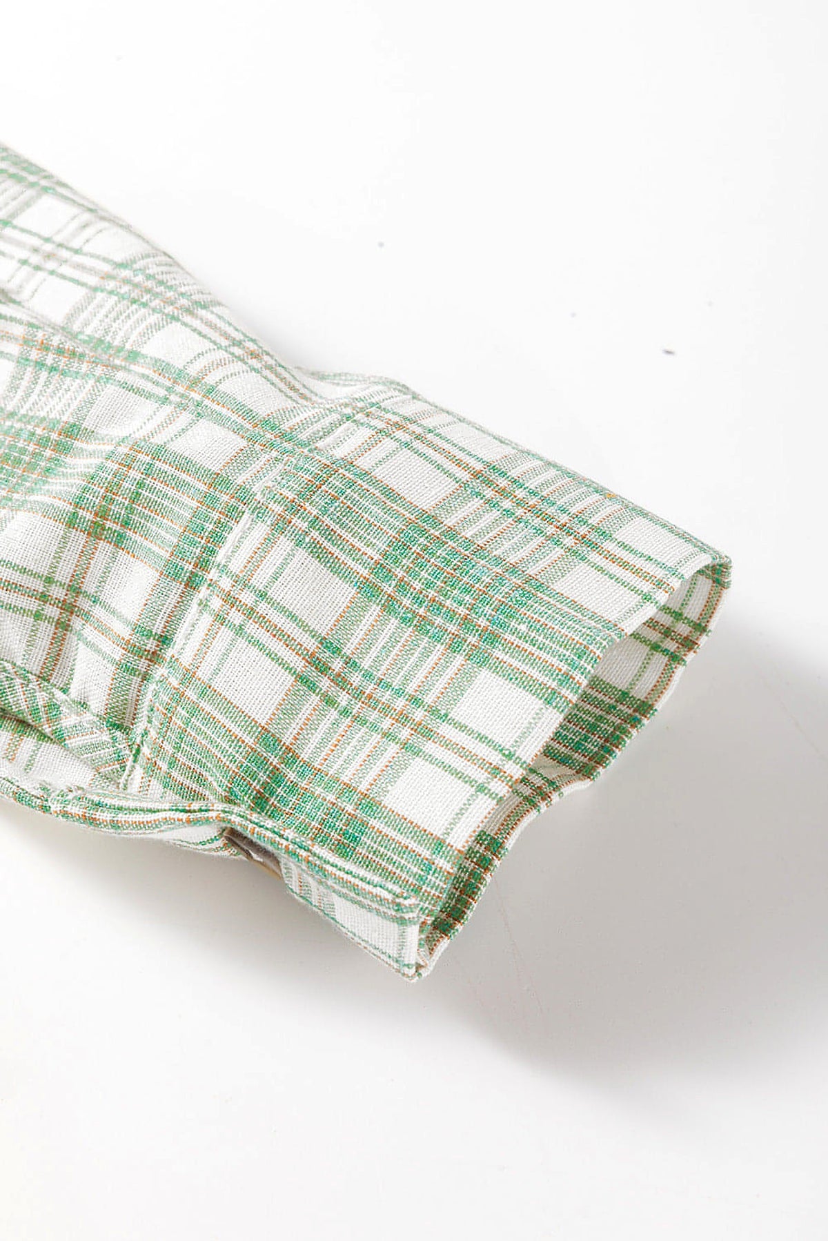 Green Checkered Print Loose Fit Buttoned Hooded Shacket - enhanced image 6