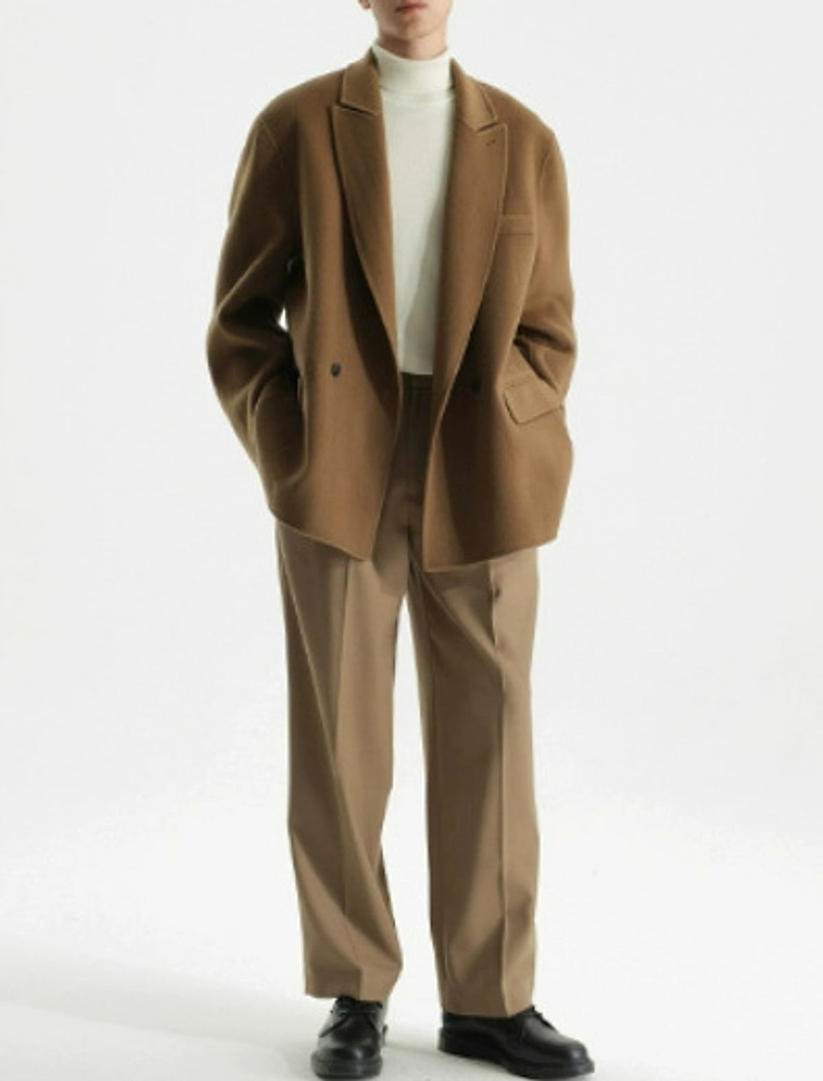 Gun Collar Double-faced Woolen Goods Woolen Suit Wool Coat For Men - enhanced image 6