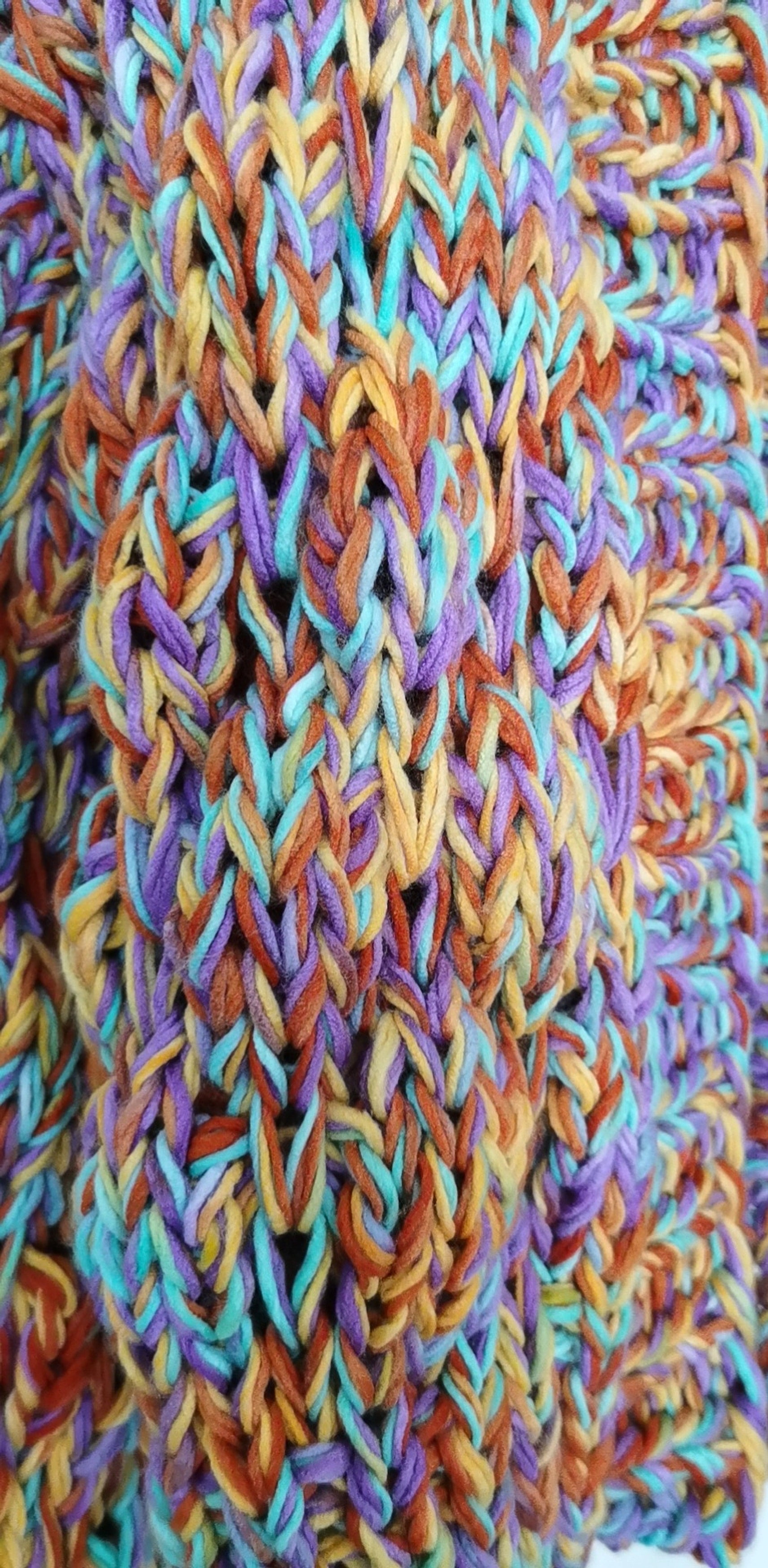 A.1 Hand-woven VG Rainbow Woven Lantern Sleeve Knitted Sweater Women - enhanced image 6