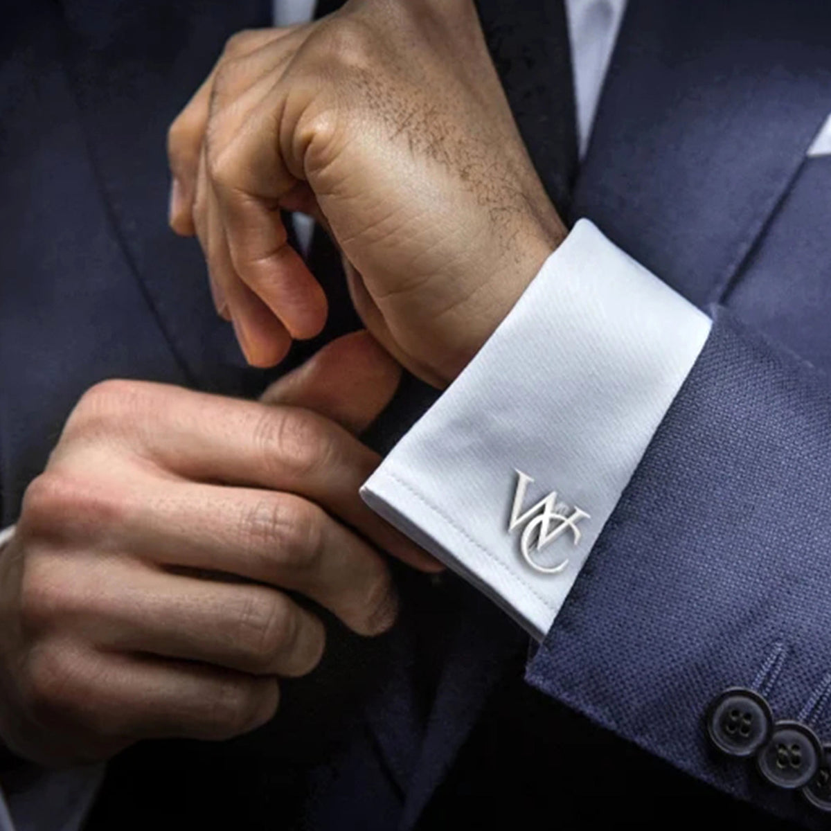 Handmade Frosted Personalized Name Cufflinks – Custom Initial Letter Cufflinks - enhanced image 6