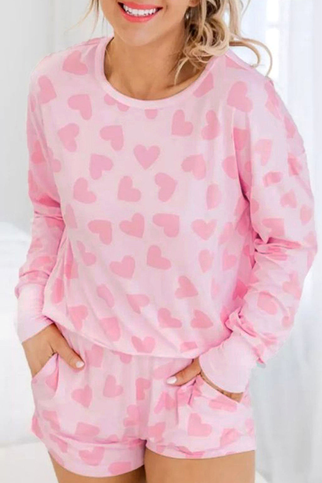 Heart Shape Printed Home Two-piece Women's Clothing Pajama - enhanced image 6