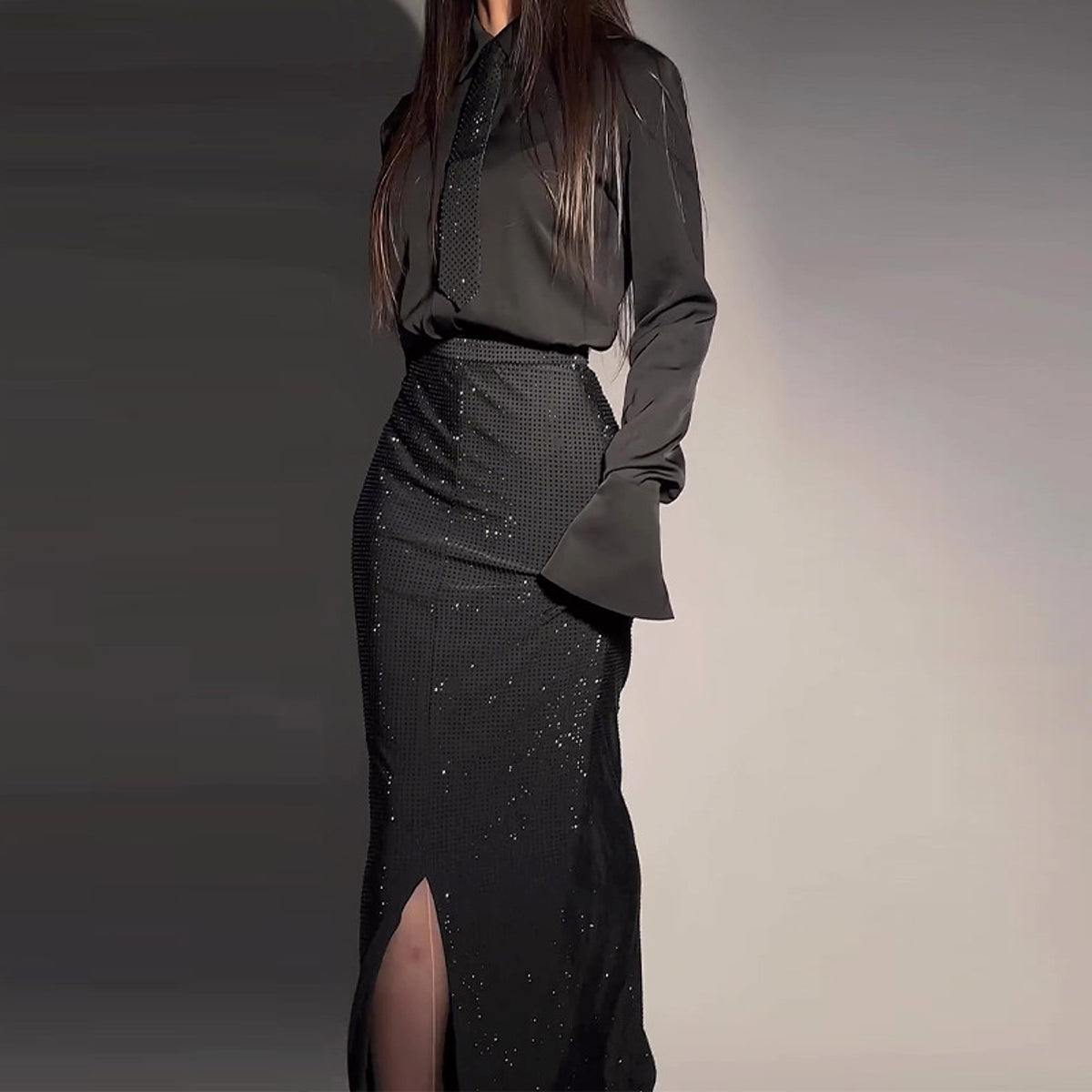 Heavy Industry Hot Diamond Split Wrap Hip Skirt Set - enhanced image 6
