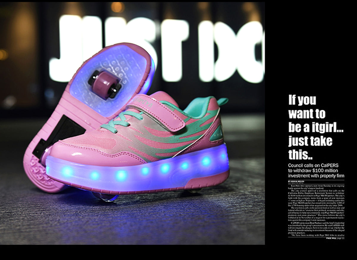 Heelys LED Luminous Rechargeable Lightweight Roller Shoes Two-wheeled Boys And Girls Light Shoes Wheel Shoes - enhanced image 6