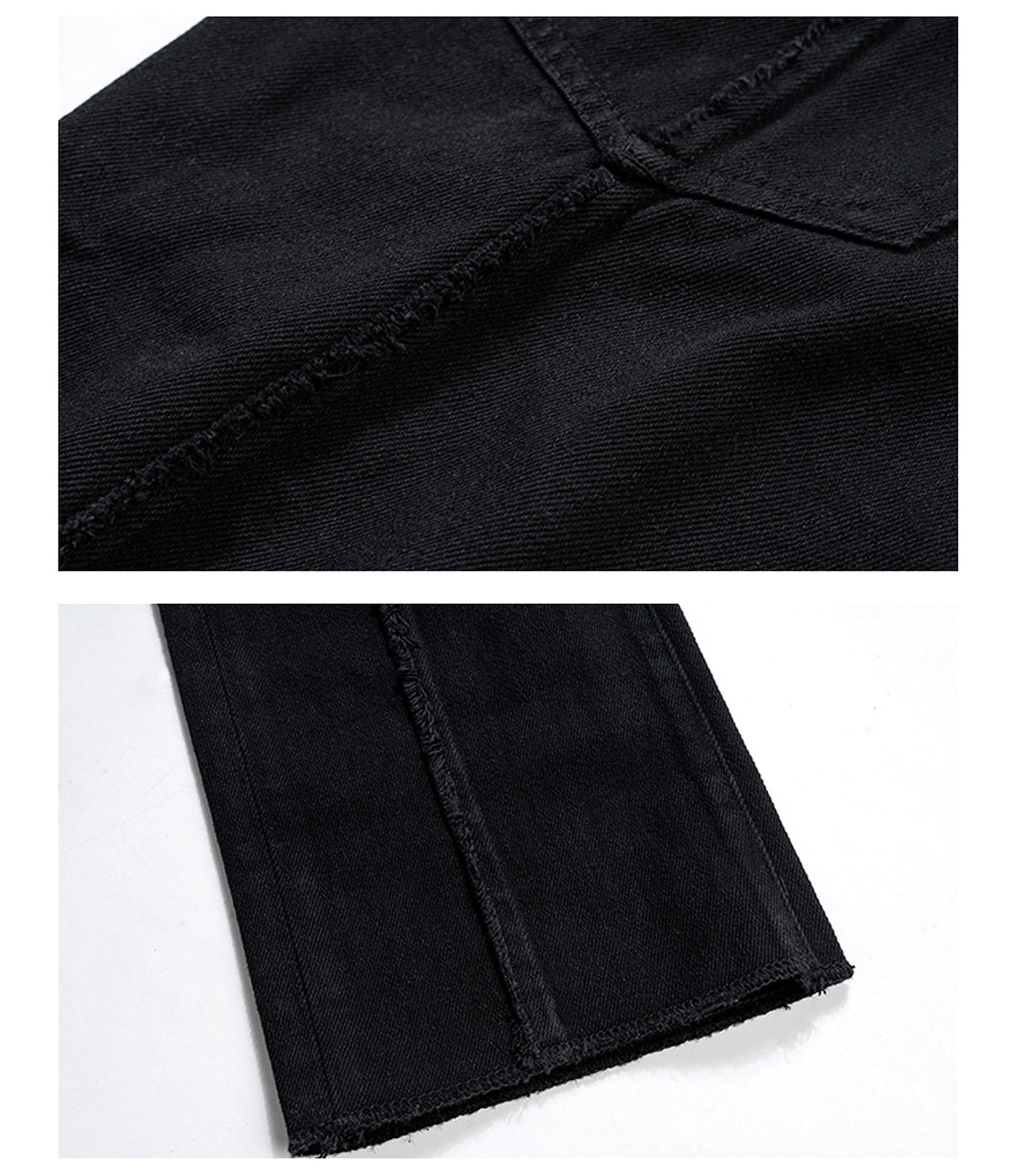 High Street Dark 3D Cut Solid Black Vintage Jeans Men - enhanced image 6
