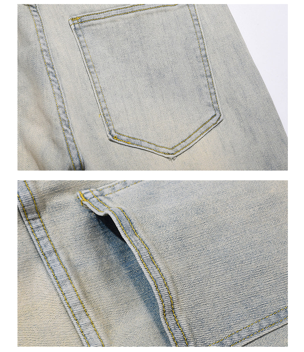 High Street Yellow Mud Washed And Distressed Men's Casual Pants - enhanced image 6