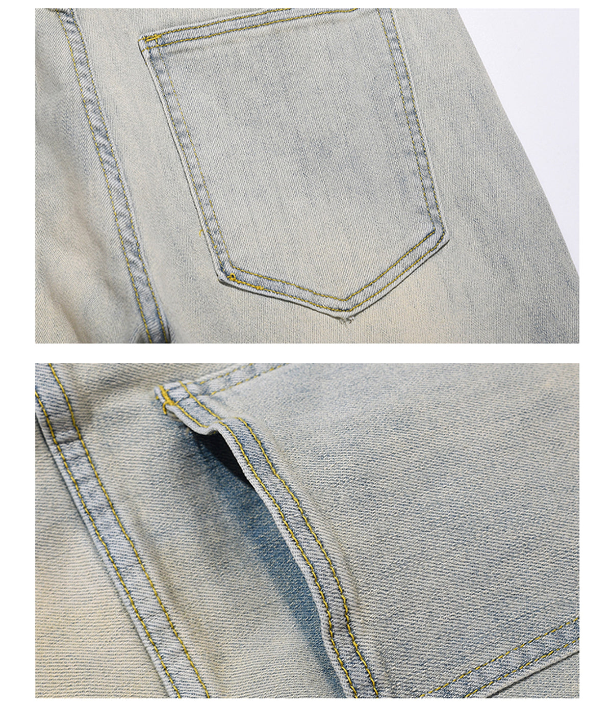 High Street Yellow Mud Washed And Distressed Men's Casual Pants - enhanced image 6