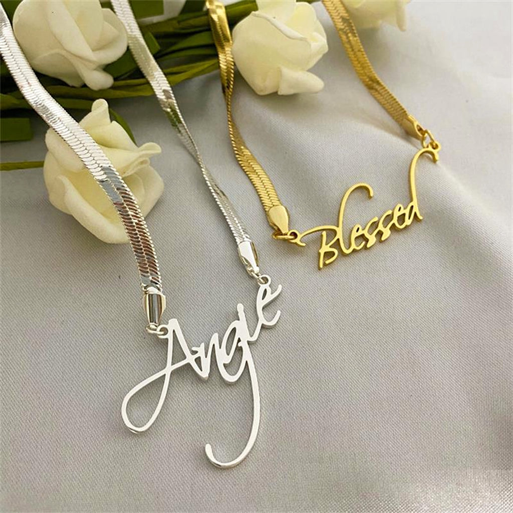 Ins Wind Blade Chain  Necklace Custom Name - enhanced image 6