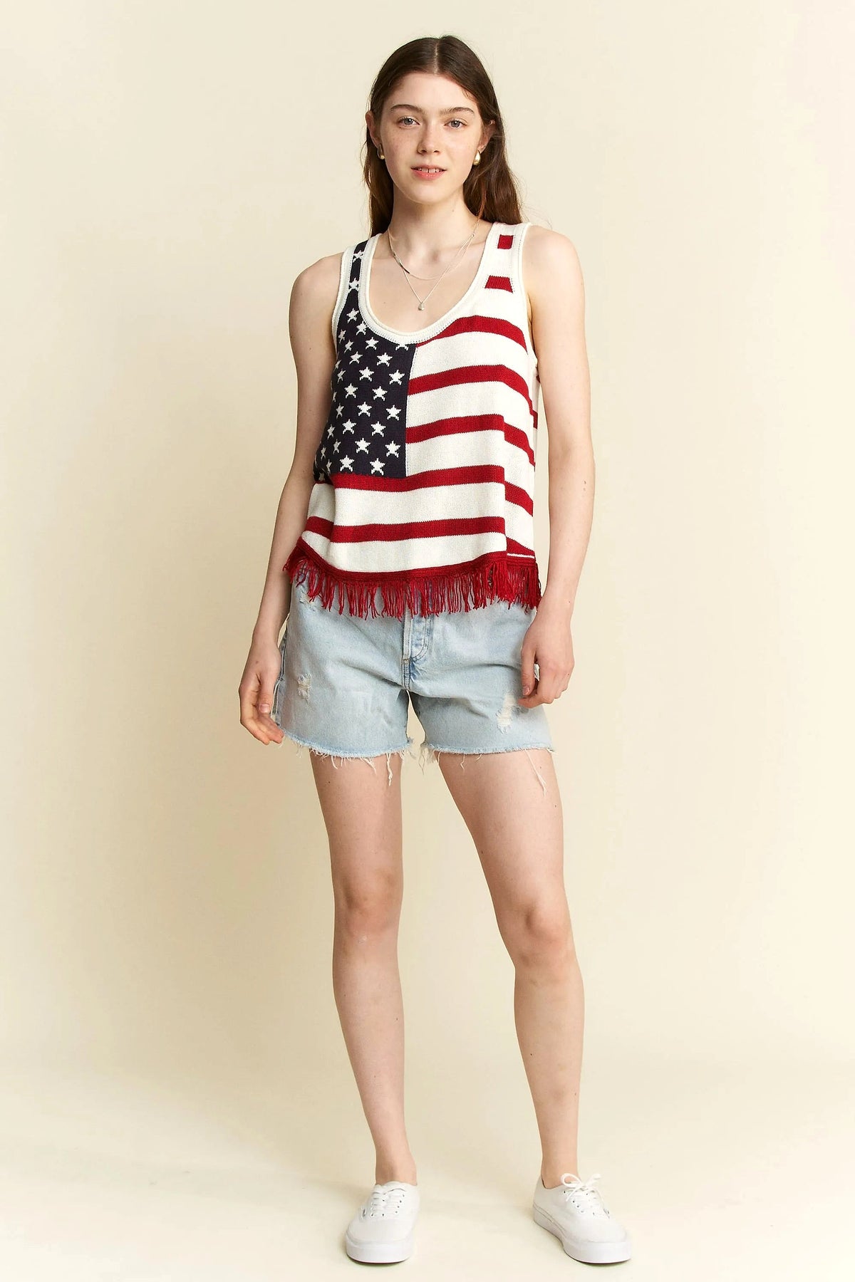 Jade By Jane American Flag Fringe Tank Top - enhanced image 6