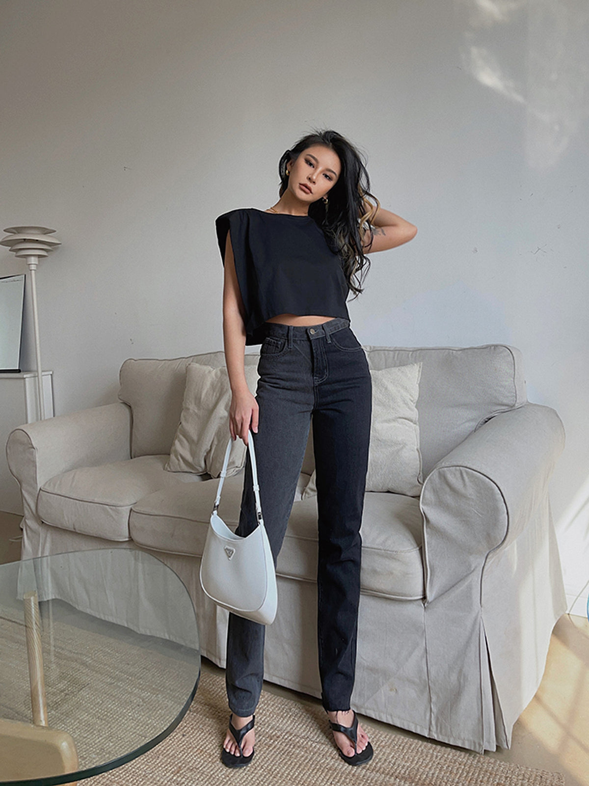Jeans Look Thin Straight Trousers Women - enhanced image 6