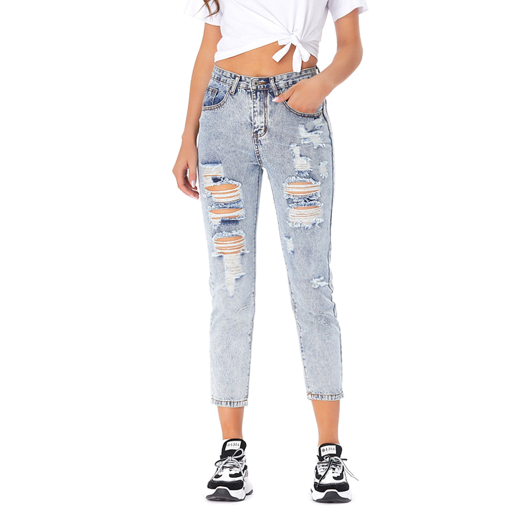 Jeans Women's Ripped Spring Casual Loose Jeans - enhanced image 6
