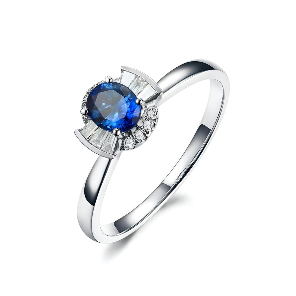 Sapphire & Diamond Inlaid 18K Gold Women's Ring - enhanced image 6