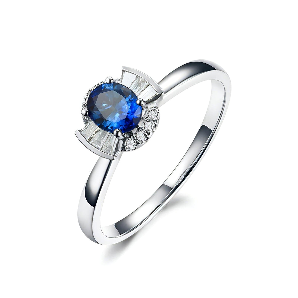 Sapphire & Diamond Inlaid 18K Gold Women's Ring - enhanced image 6