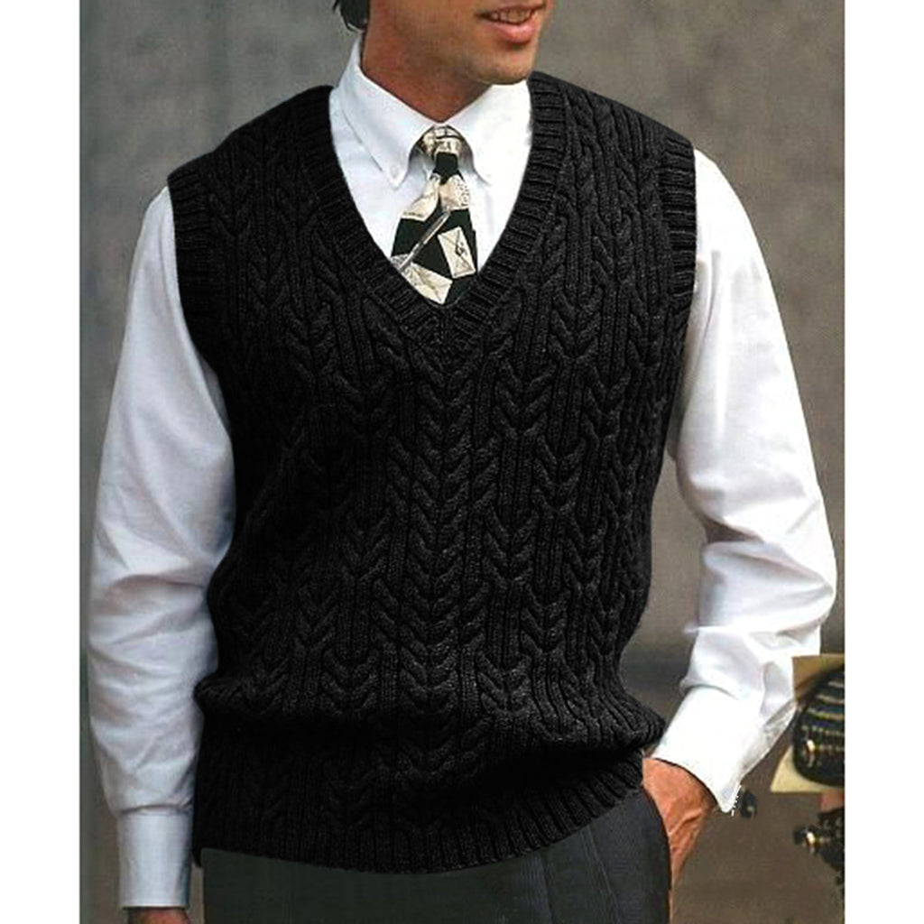 Knitted Vest V-neck Sweater Solid Color Casual - enhanced image 6