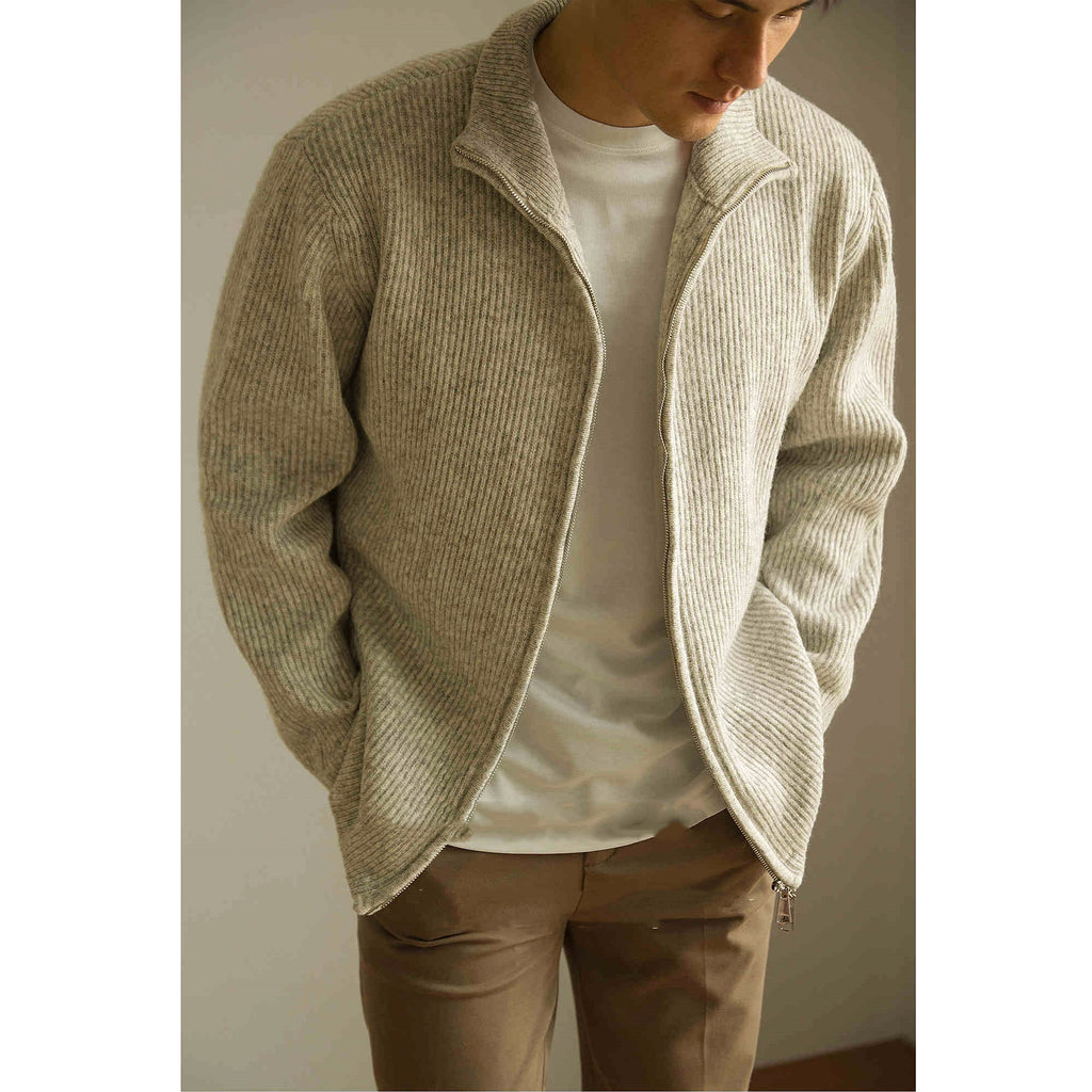 Knitted Zipper Jacket Loose Casual Turtleneck Men's Sweater - enhanced image 6