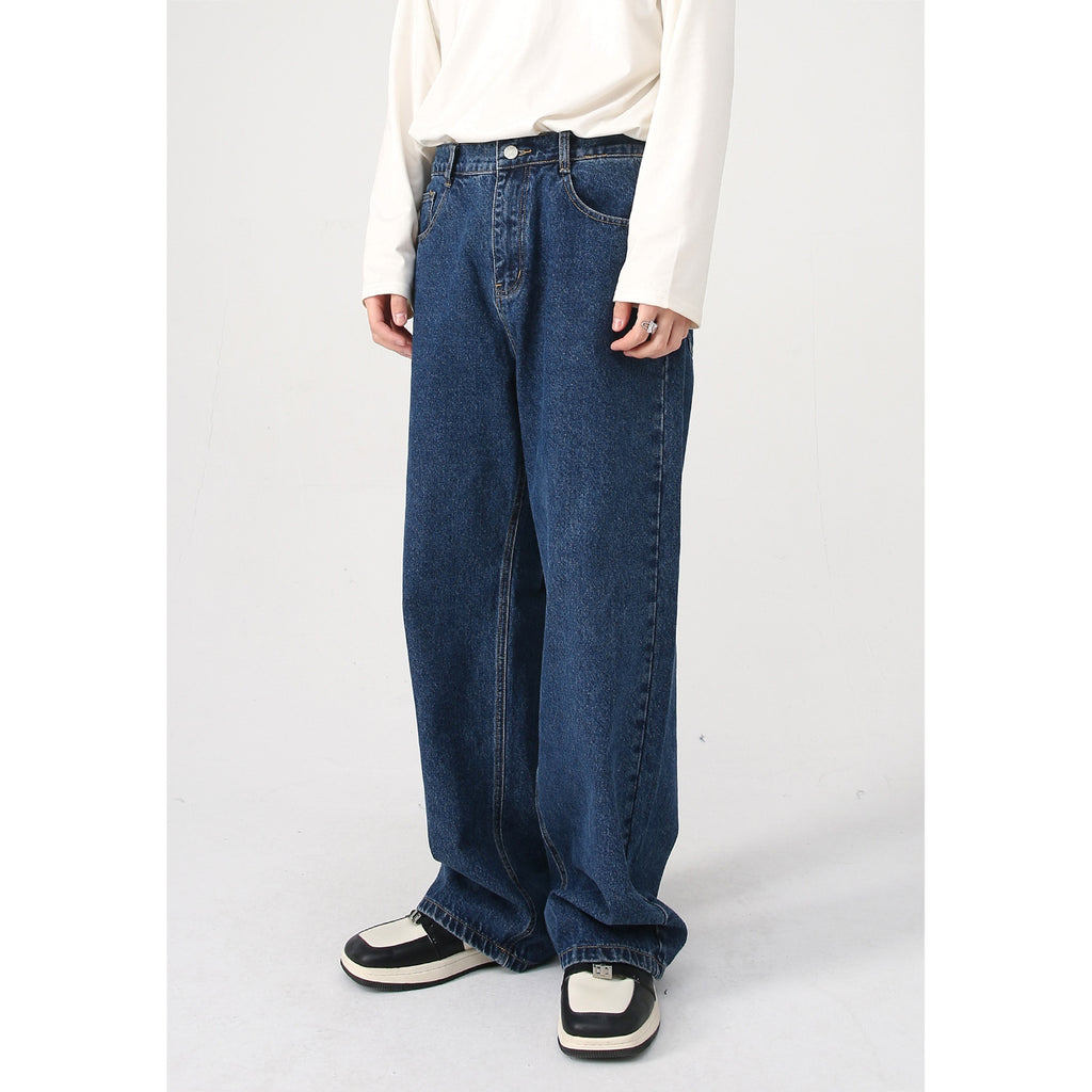 Korean Version Loose Elastic Waist Straight Casual Jeans For Men - enhanced image 6