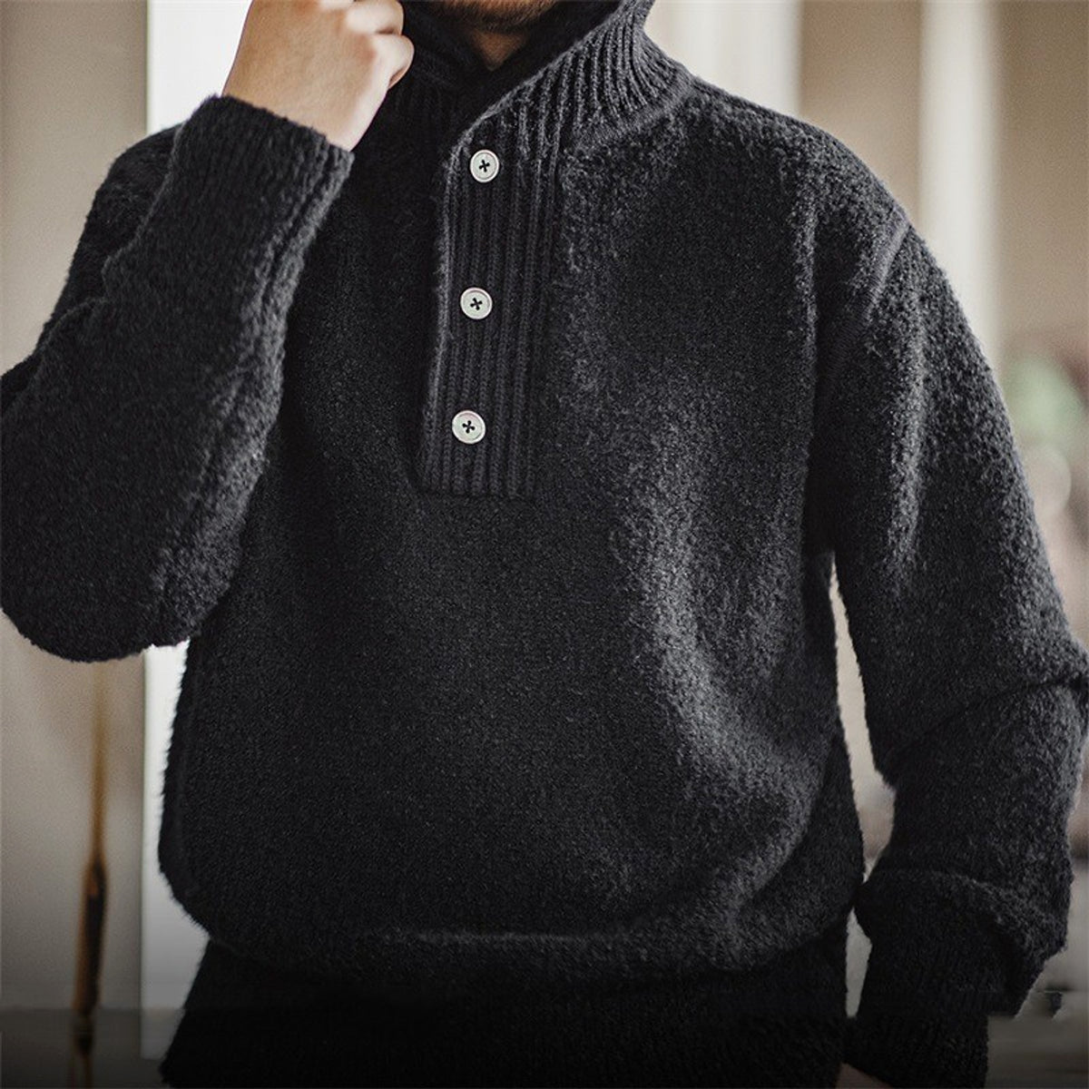 A.1 Lapel Thermal Head Cover Thick Sweater Men - enhanced image 6