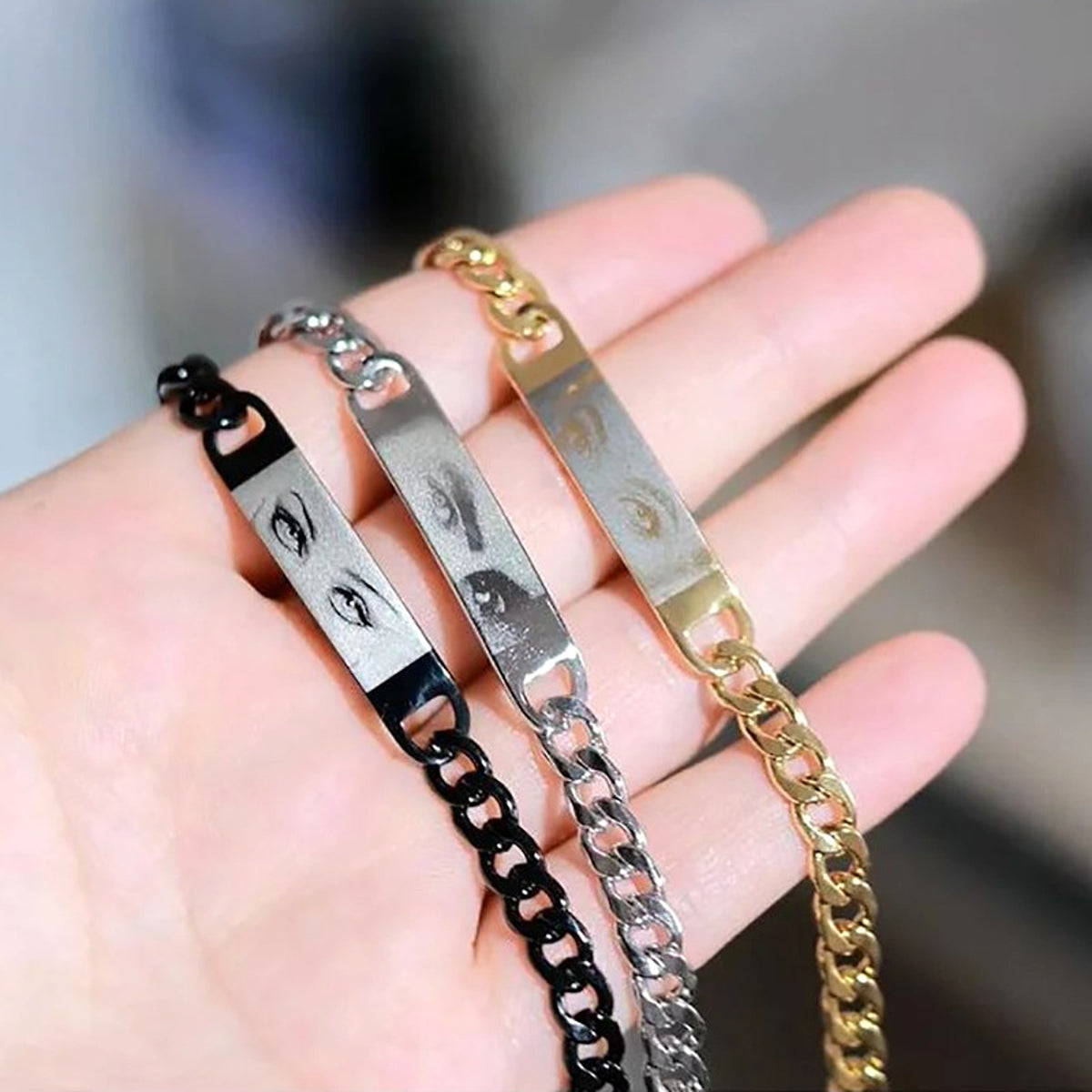 Laser Engraved Eye Photo Bracelet - enhanced image 6