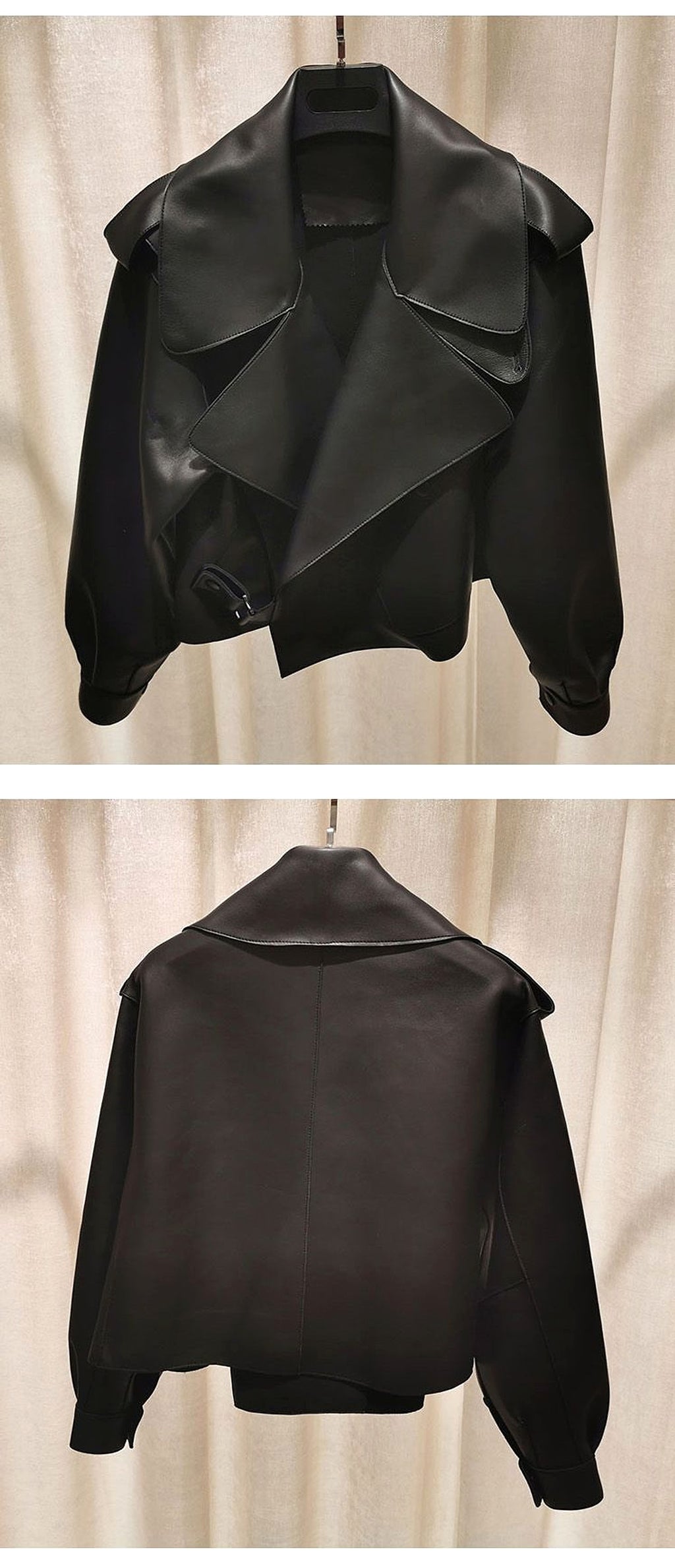 Leather Jacket Women New Outerwear Large Retro - enhanced image 6