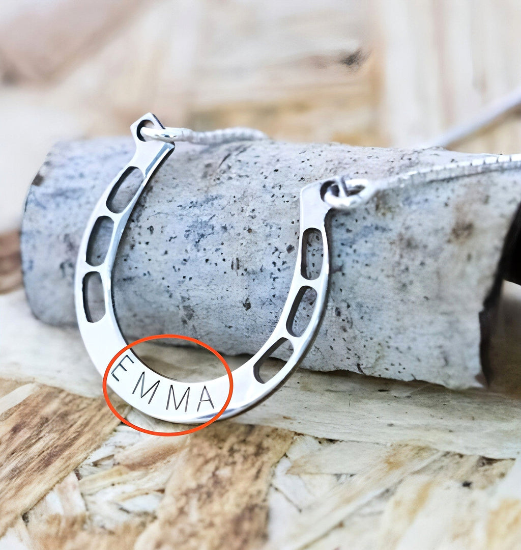 Custom Engraved Sterling Silver Horseshoe Letter Necklace – A Symbol of Luck & Love! - enhanced image 6
