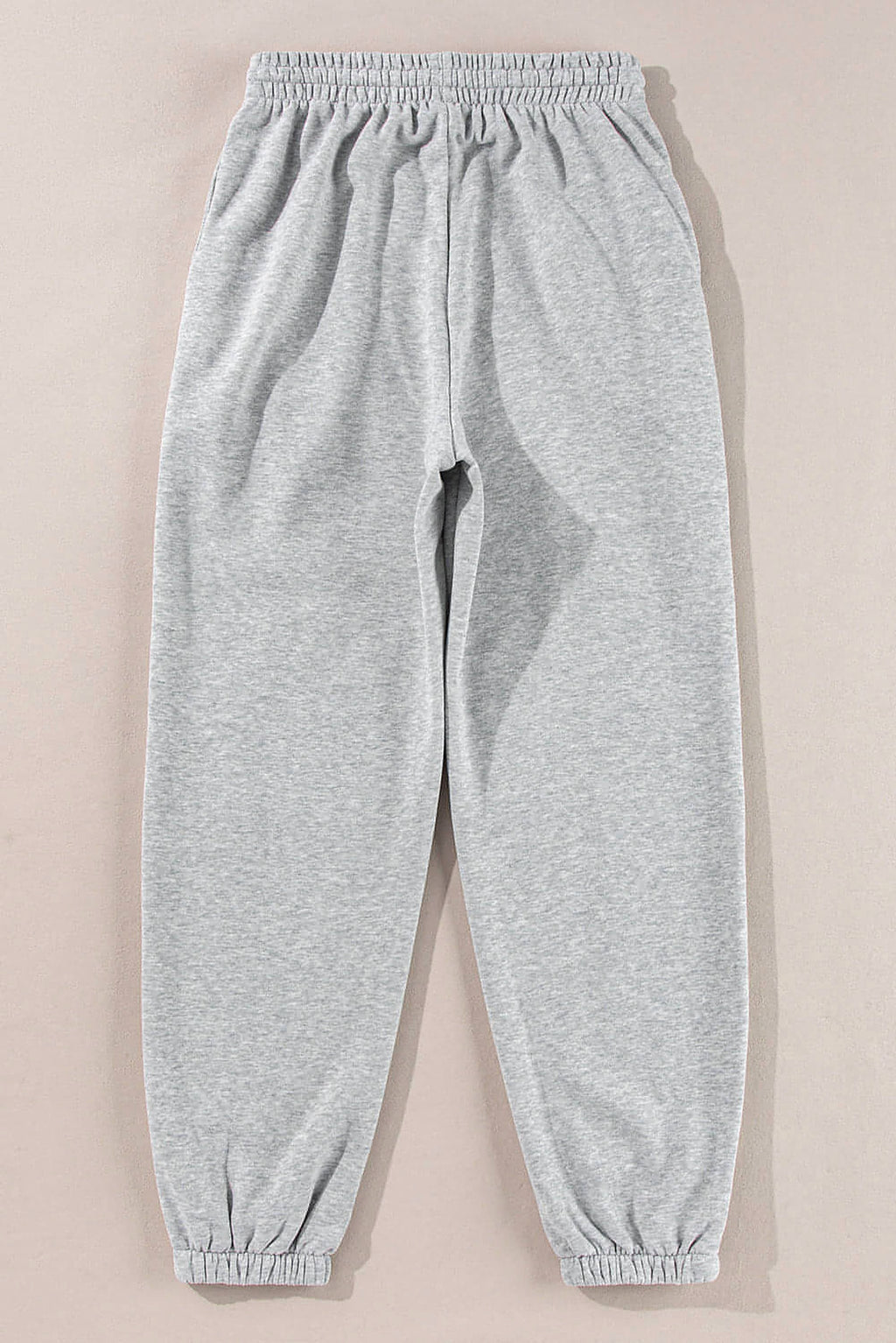 Light Grey Solid Color Fleece Lined Drawstring Waist Joggers - enhanced image 6