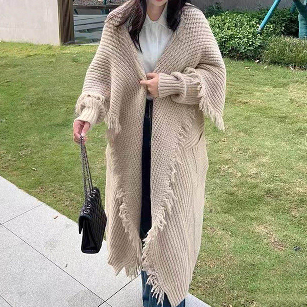 Long Alpaca Wool Sweater Coat Handmade Womens Clothing - enhanced image 6