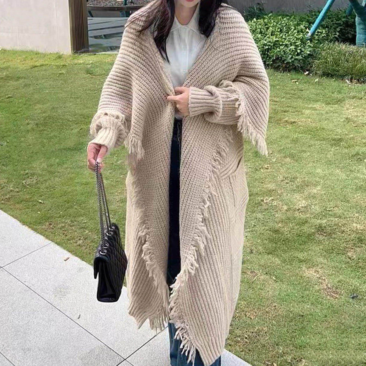 Long Alpaca Wool Sweater Coat Handmade Womens Clothing - enhanced image 6