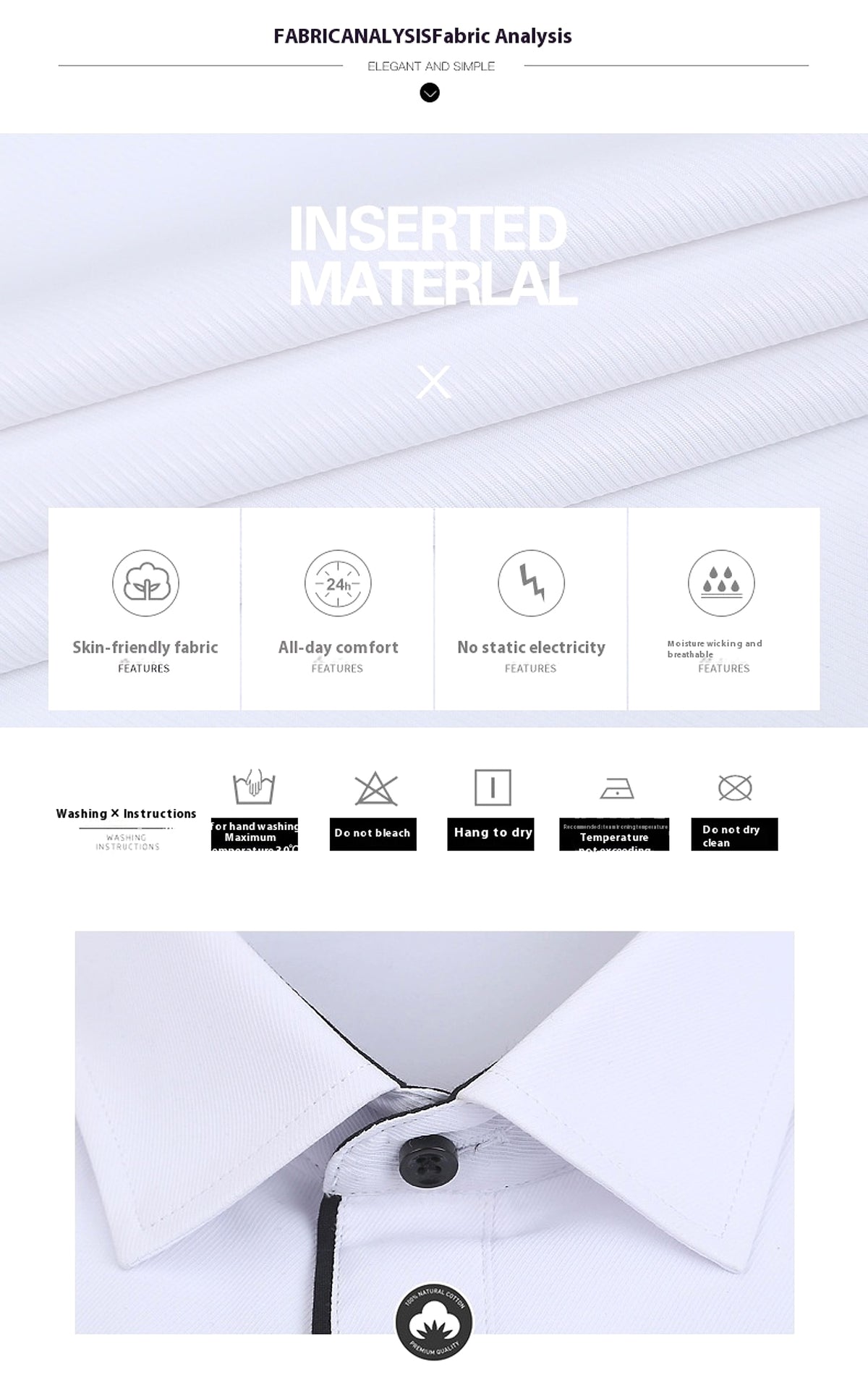 Long Sleeve Men's Business Pure Color Shirt - enhanced image 6