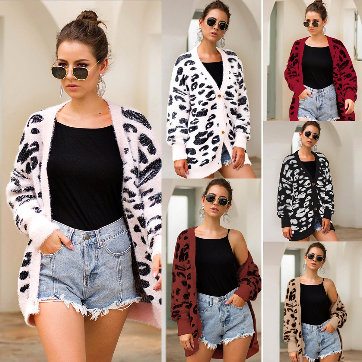 UrbanFur™ – Long Sleeve Leopard Knit Cardigan - enhanced image 6