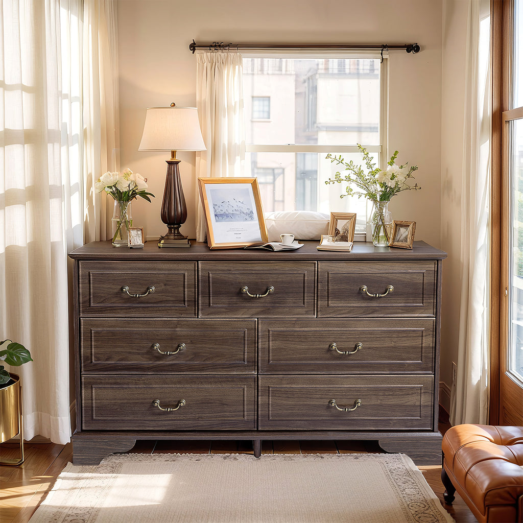 Lunelux™ – 7-Drawer Chest of Drawers (P2 MDF, Walnut Finish) - enhanced image 6