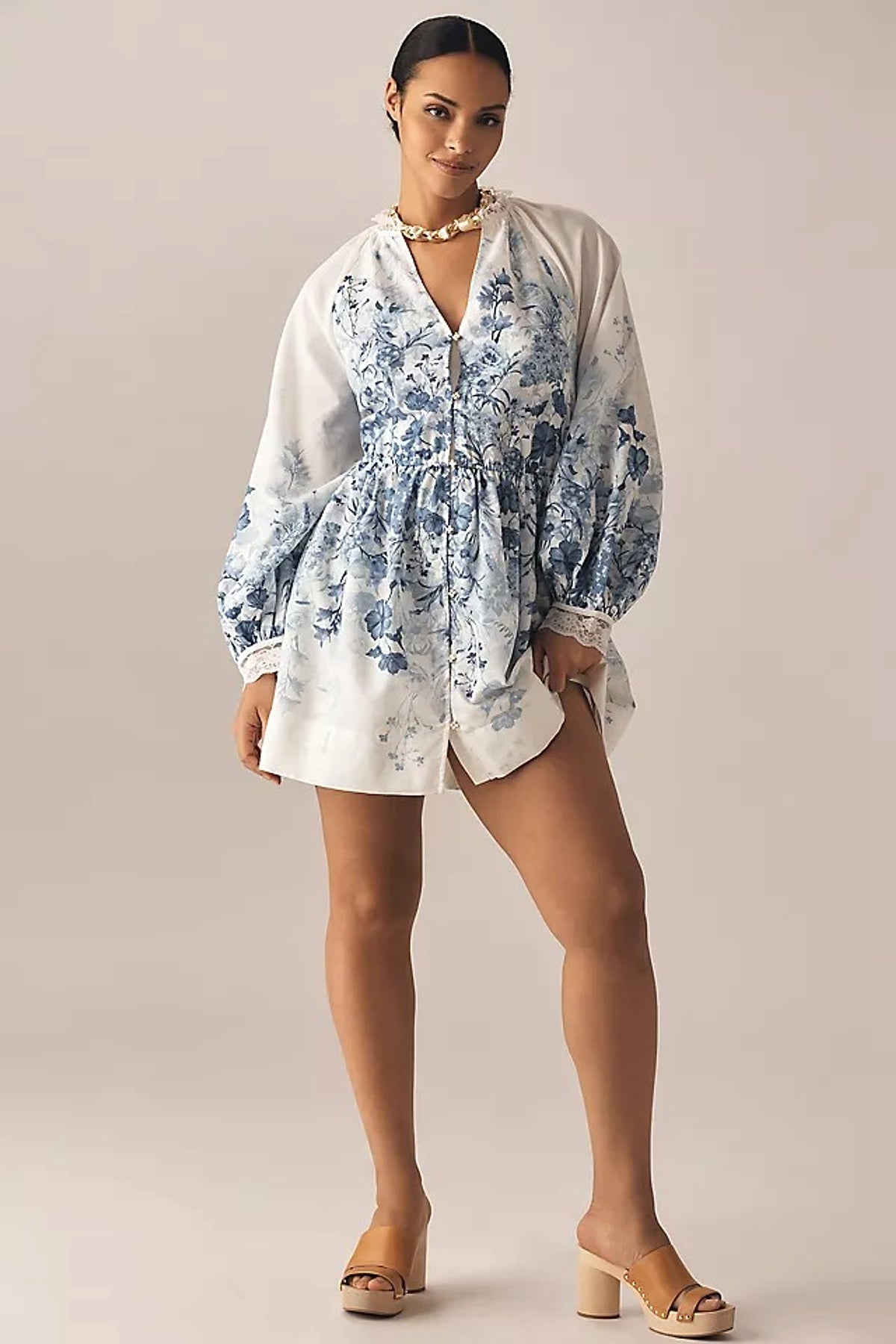 LuneluX™ – Vintage Puff Sleeve Stand Collar Dress - enhanced image 6