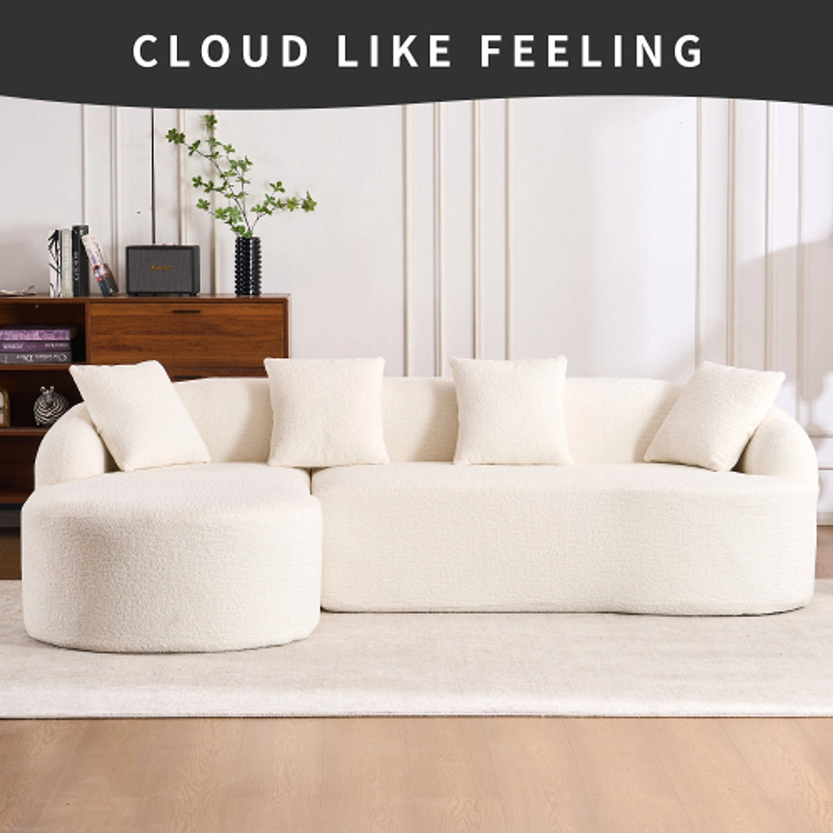 LuxeForm™ – Grey Compression Sofa with Chaise Lounge & 4 Pillows (US Warehouse) - enhanced image 6