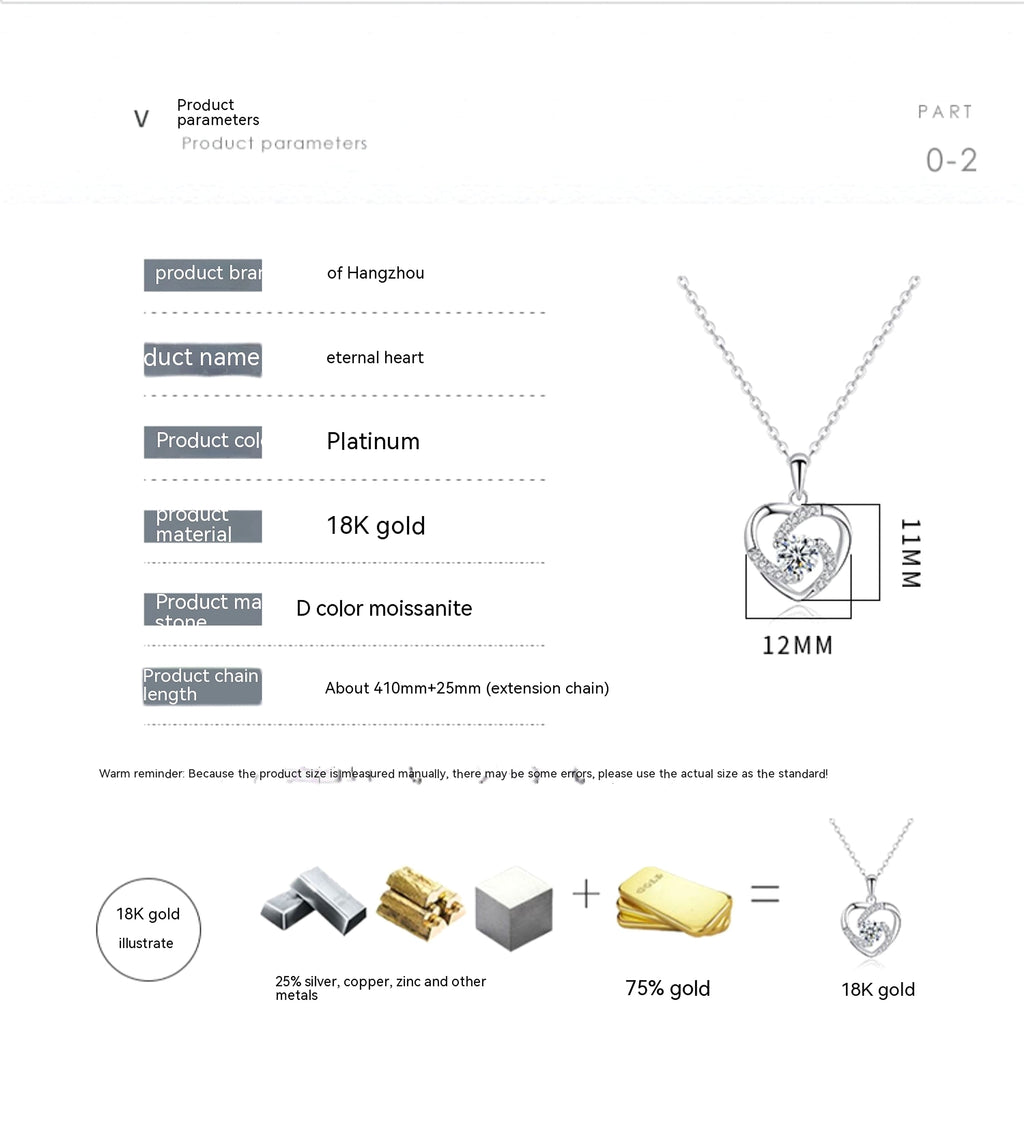 LuxeHeart™ – 18K Moissanite Platinum Heart Necklace - enhanced image 6