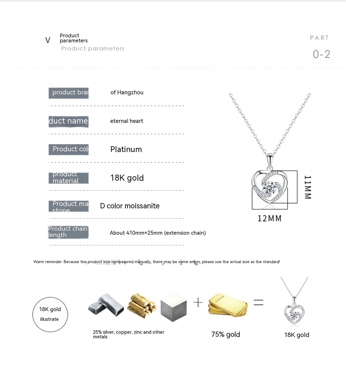 LuxeHeart™ – 18K Moissanite Platinum Heart Necklace - enhanced image 6