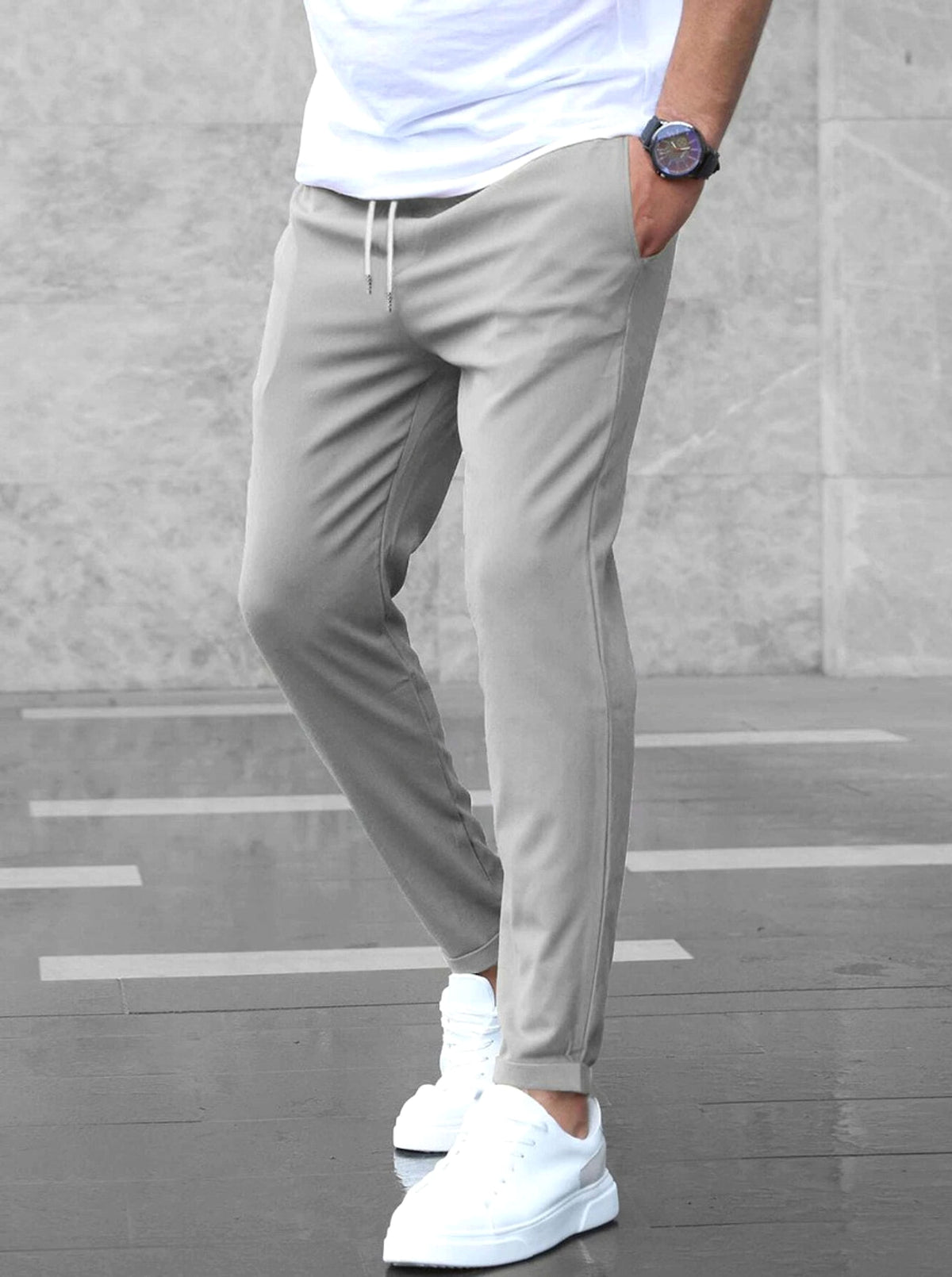 Men’s Slim Fit Casual Pants With Drawstring & Pockets - enhanced image 6