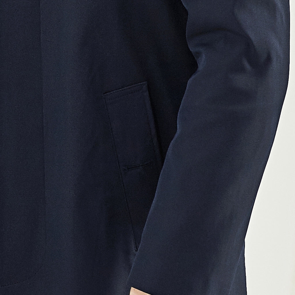 Men Trench Coat Navy Blue Single Breasted - enhanced image 6