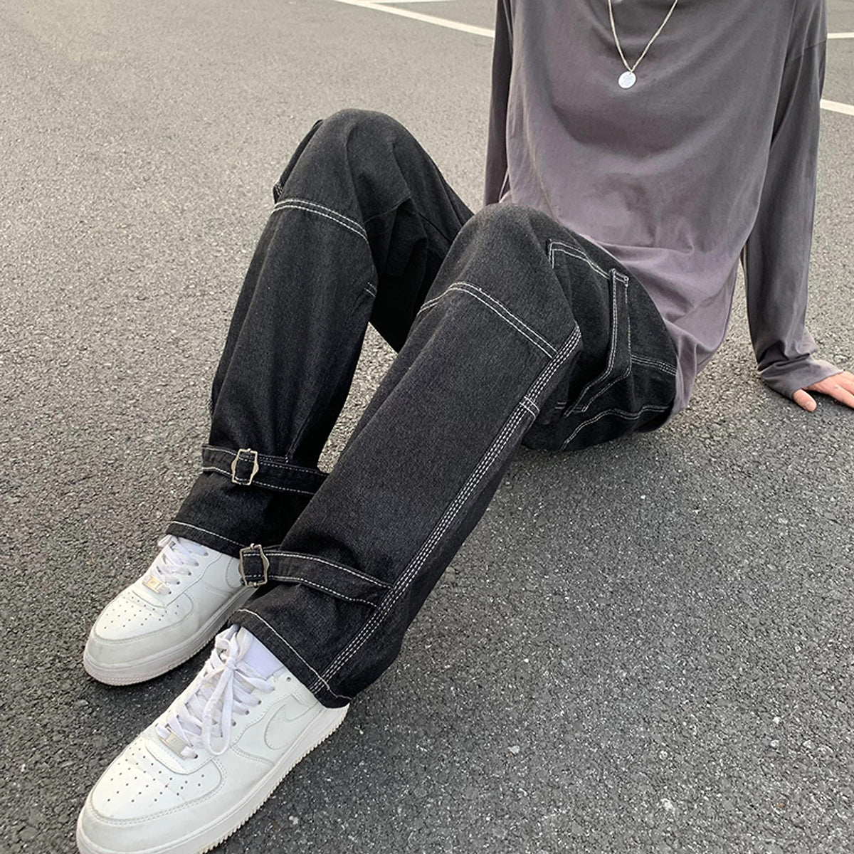 Men Wide Leg Jeans Hip Hop Casual - enhanced image 6