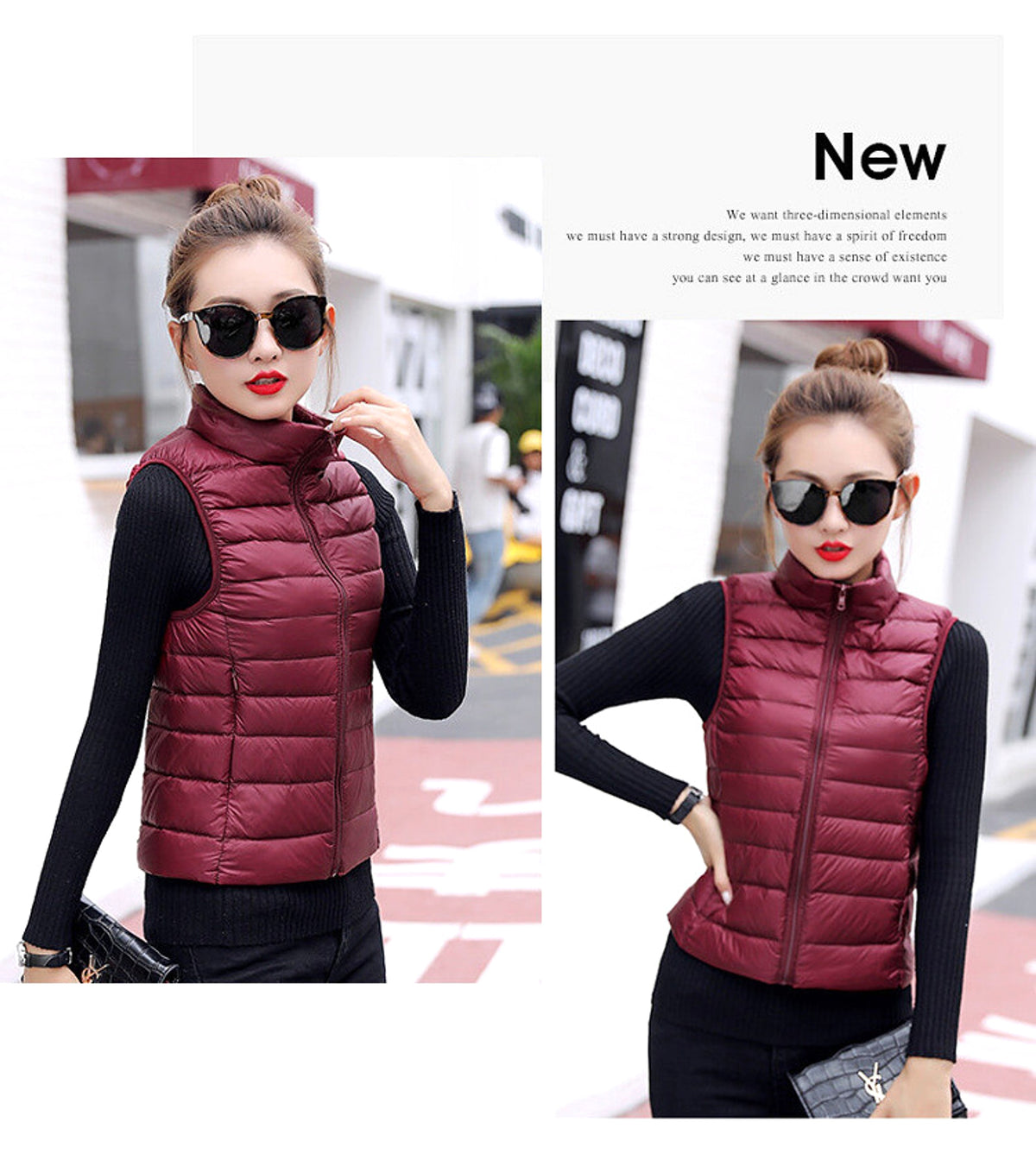Men's And Women's Vest Coat Short Light Vest Stand Collar Top - enhanced image 6