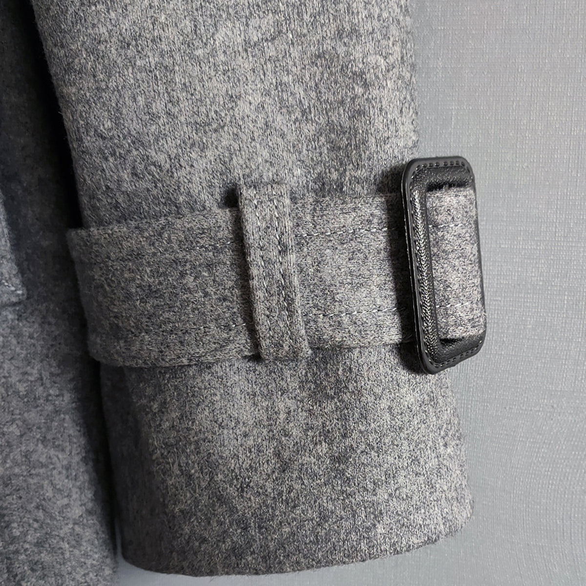 Men's Double Breasted Knee Length Woolen Trench Coat - enhanced image 6