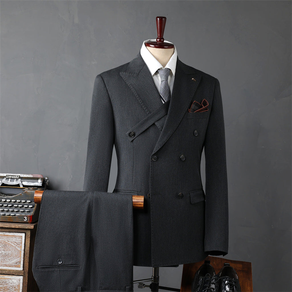 PrestigeForm™ – Men’s Double-Breasted Business Suit Set - enhanced image 6