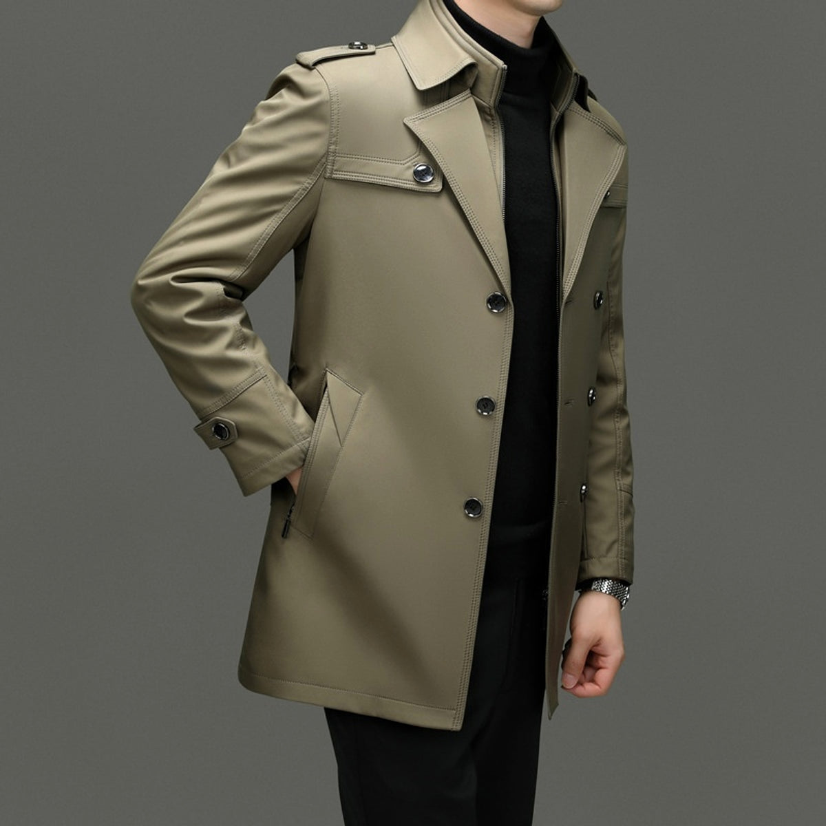 A.1 Men's Duster Mid-length Detachable Liner With Cotton Belt (Jacket) - enhanced image 6