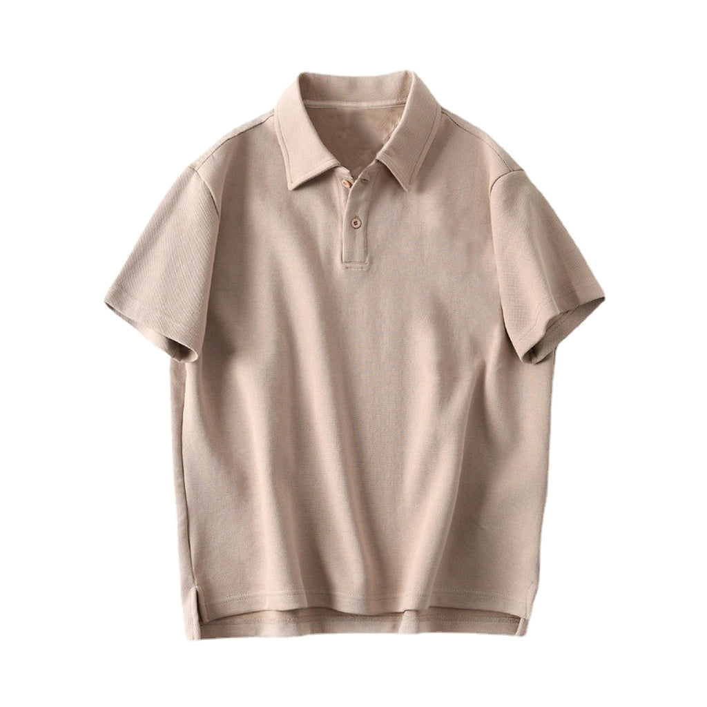 Men's Fashion Casual Solid Color Polo Collar Shirt Top - enhanced image 6