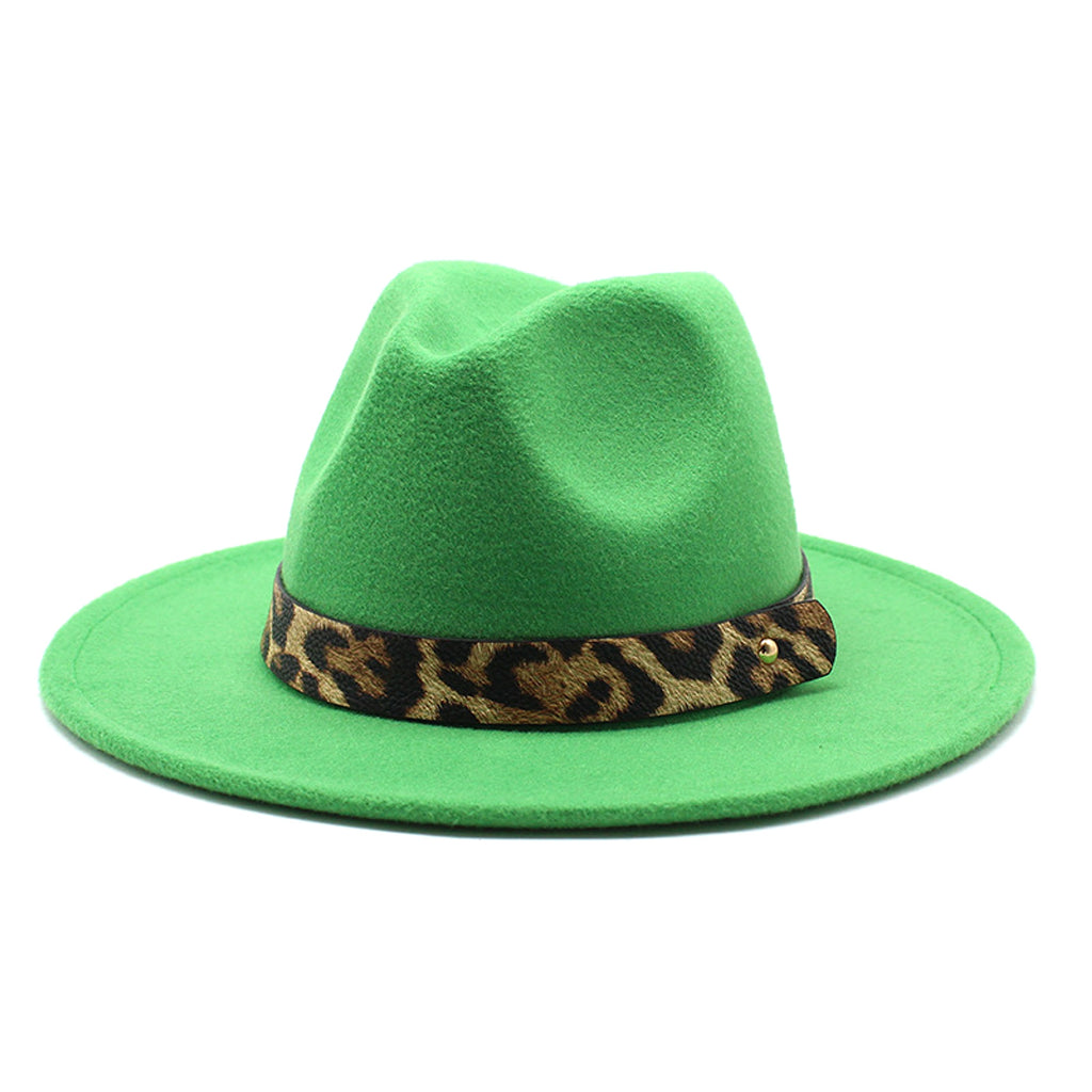 Men's Fashion Leopard Print Woolen Big Brim Top Hat - enhanced image 6