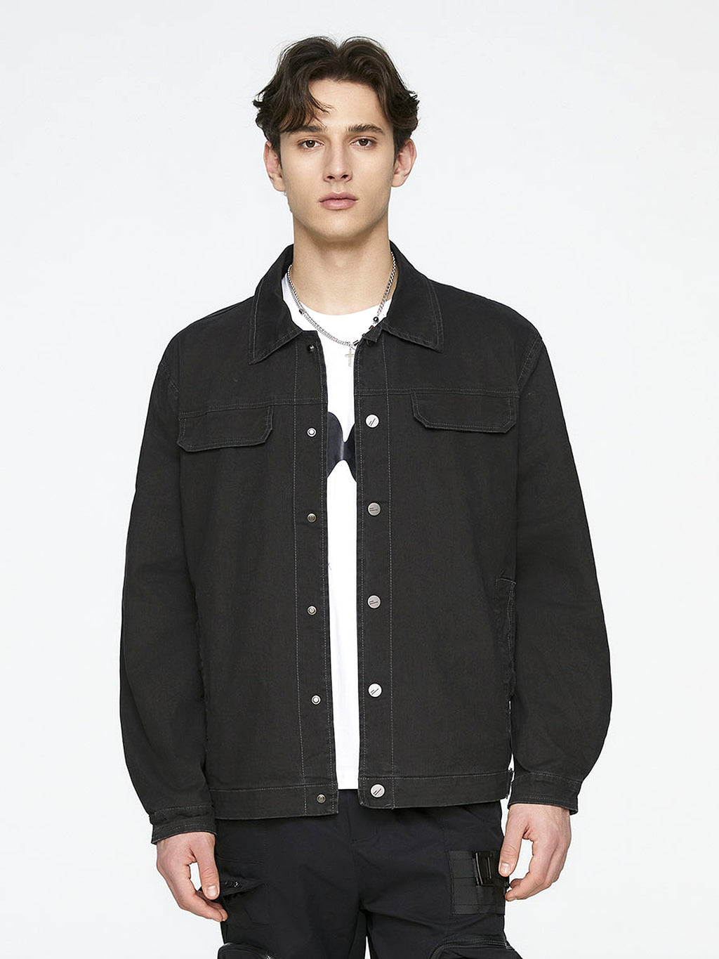 Men's Faux Denim Washed Cotton Coat - enhanced image 6