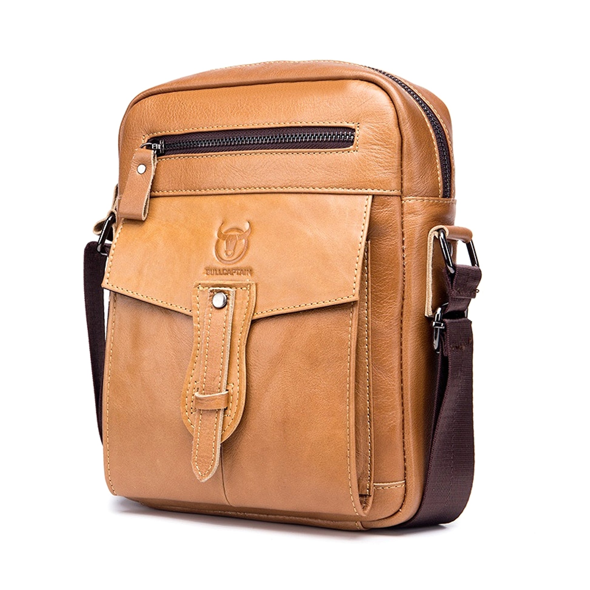 Men's First Layer Cowhide Large Capacity Shoulder Messenger Bag - enhanced image 6