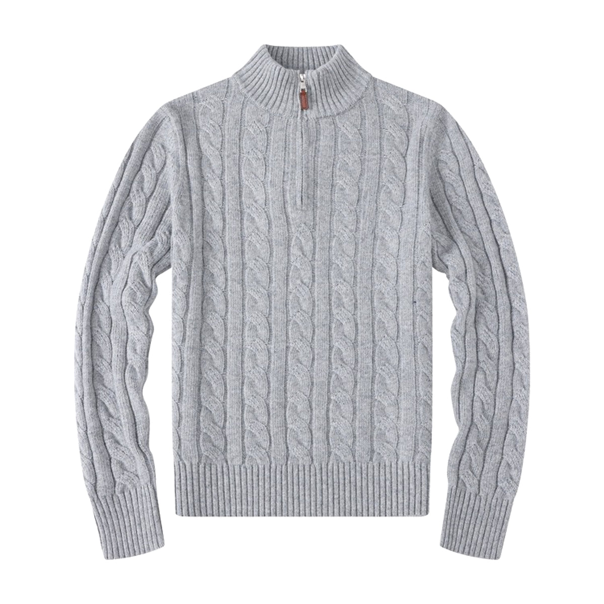 Men's Half-height Zip Twist Knit Bottoming Shirt - enhanced image 6