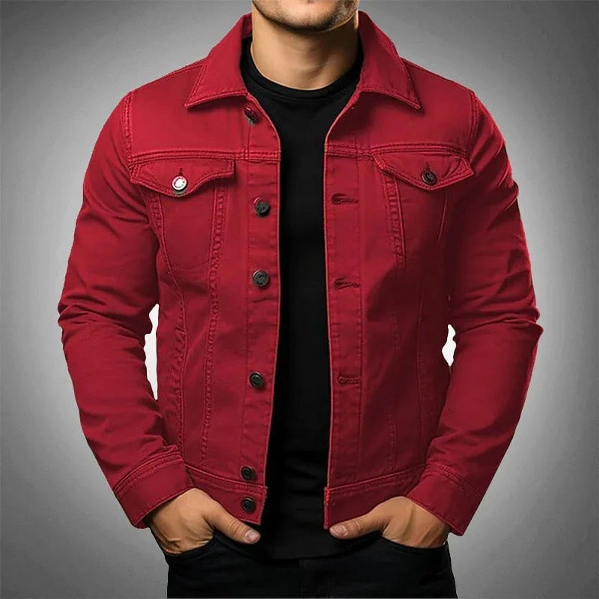 Men's Jacket Denim Coat Tooling Solid Color Thick Coat - enhanced image 6