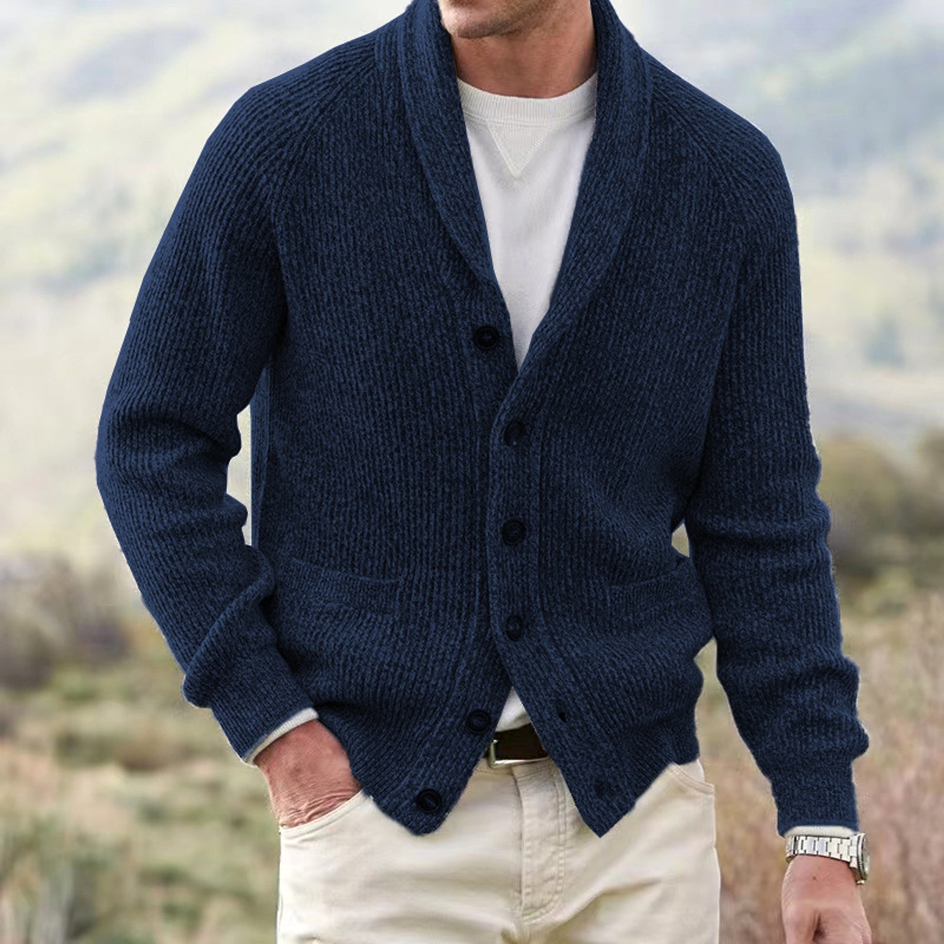 Men's Lapel Multi-button Thickening Cardigan Coat - enhanced image 6
